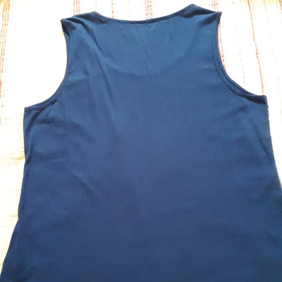 HUGE DISCOUNT EUC Chico's Navy Sequin tank Sz 2 - Picture 4 of 7